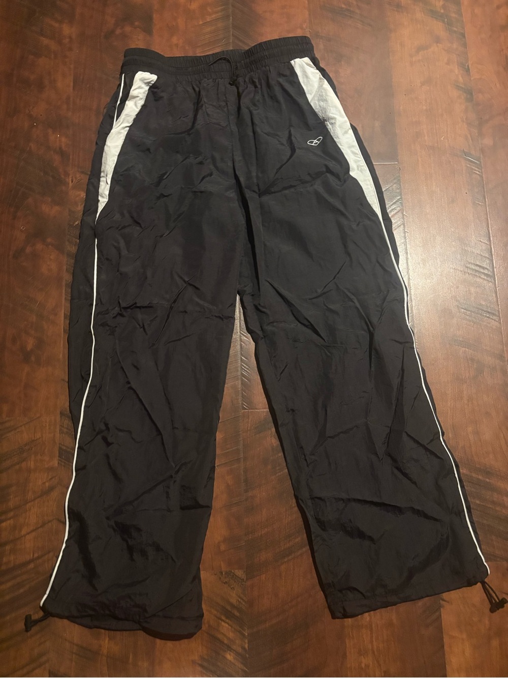 Men's Black Athletic Track Pants with White Trim
